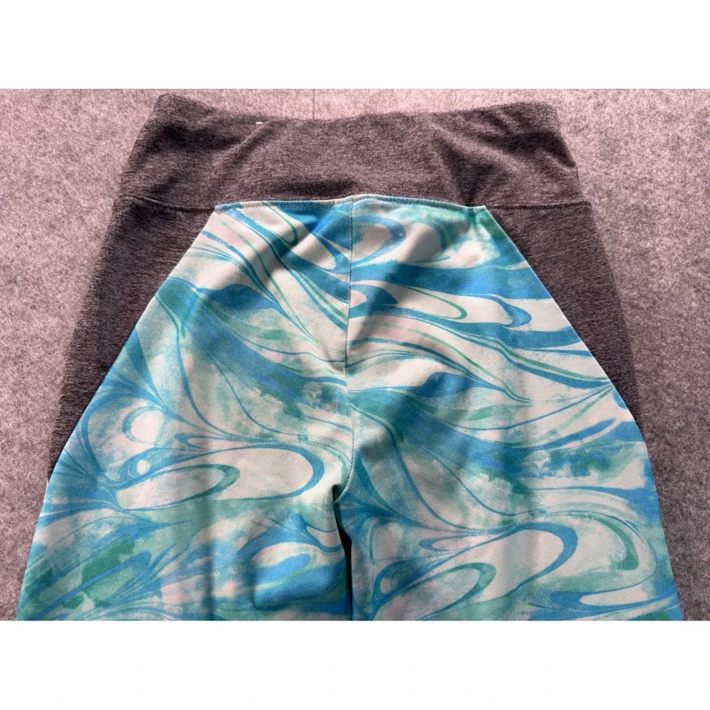 Justice‎ Leggings Girls Blue Green Marble Gray Colorblock Athletic Activewear